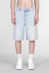 Alexander Mcqueen Stonewashed Denim Shorts In Washed In Cyan