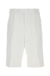 Alexander Mcqueen Men White Cotton Bermuda Shorts In White