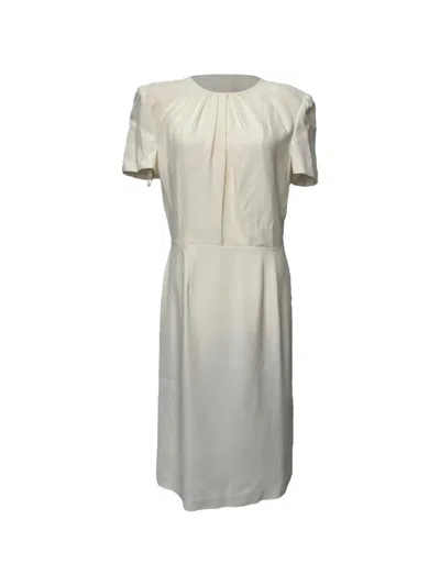 Pre-owned Alexander Mcqueen Short-sleeve Midi Dress In White