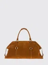 Alexander Mcqueen Caramel Suede Medium Farringdon Handbag In Brown