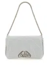 Alexander Mcqueen Powder Blue Leather Small Seal Shoulder Bag In White
