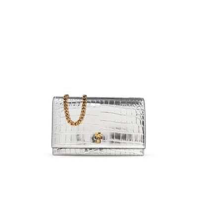 Alexander Mcqueen Shoulder Bag 'small Skull' In Silver