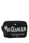 Alexander Mcqueen Men Black Fabric Mcqueen Graffiti Crossbody Bag In Black