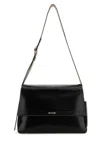 Alexander Mcqueen Slouch Cracked Leather Messenger Bag In Black