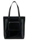 Alexander Mcqueen Glossy Finish Shopping Bag With Dual Handles In Blackblue