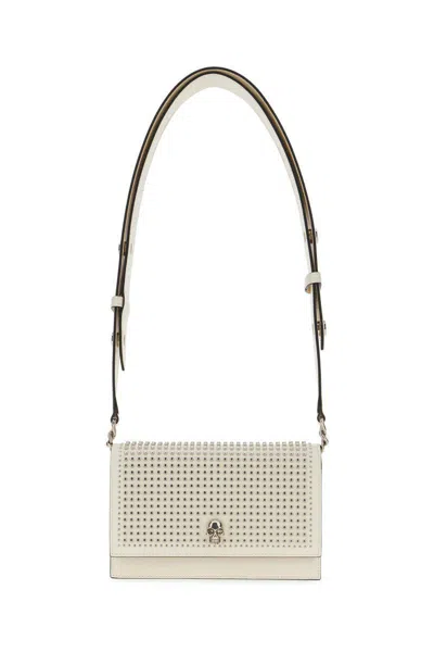 Alexander Mcqueen Small Leather Skull Shoulder Bag In Soft Ivory