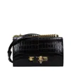 Alexander Mcqueen Embossed Leather Jeweled Shoulder Bag