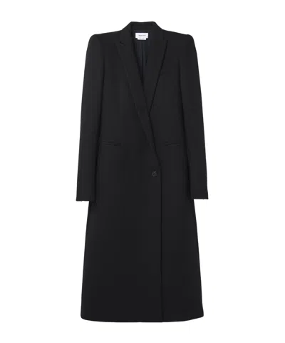 Alexander Mcqueen Shoulder-folded Slim Coat In Black