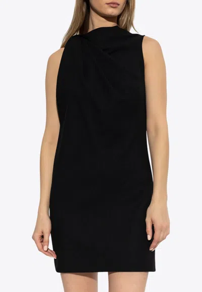 Alexander Mcqueen Shoulder-knot Wool Mini Dress In Black