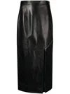 Alexander Mcqueen Asymmetric Leather Midi Skirt In Black