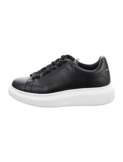Pre-owned Alexander Mcqueen Signature Logo Leather Sneakers In Black