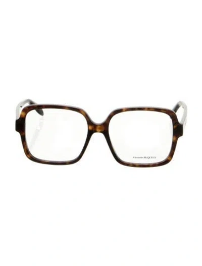 Pre-owned Alexander Mcqueen Signature Logo Square Eyeglasses In Black