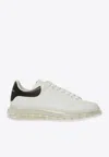 Alexander Mcqueen Classic White Leather Sneakers With Black Heel In White