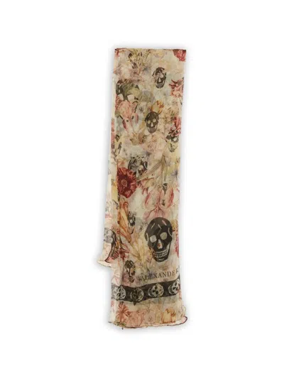 Pre-owned Alexander Mcqueen Signature-skull Scarf In Neutral