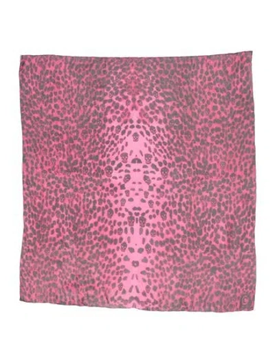 Pre-owned Alexander Mcqueen Silk Animal Print Scarf In Pink