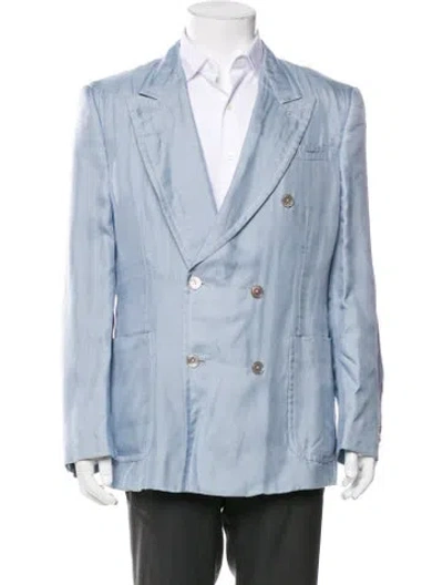 Pre-owned Alexander Mcqueen Silk Blazer In Blue