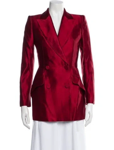 Pre-owned Alexander Mcqueen Silk Blazer In Red