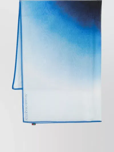 Alexander Mcqueen Silk Blend Cotton Scarf With Gradient Design In White