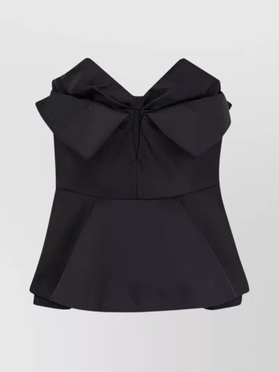 ALEXANDER MCQUEEN SILK BLEND STRAPLESS BUSTIER WITH BOW DETAIL