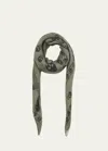 Alexander Mcqueen Silk Chiffon Skull Scarf In 2960 Kaki Black