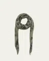 Alexander Mcqueen Silk Chiffon Skull Scarf In Kaki Black