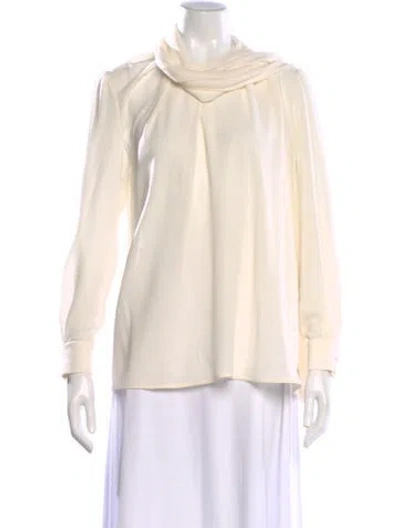 Pre-owned Alexander Mcqueen Silk Cowl Neck Blouse In Neutral