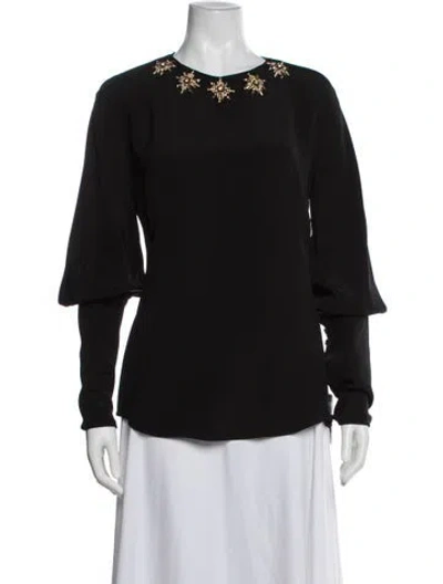 Pre-owned Alexander Mcqueen Silk Crew Neck Top In Black