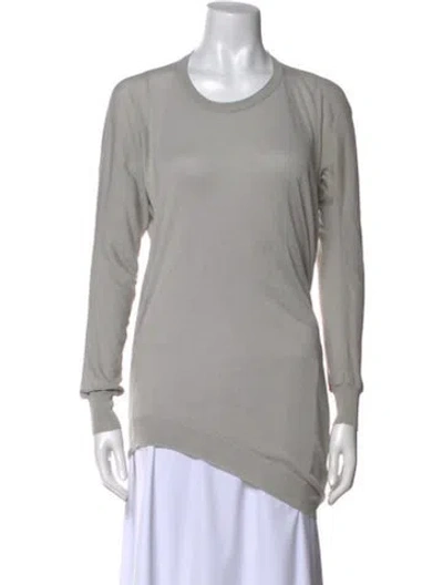 Pre-owned Alexander Mcqueen Silk Crew Neck T-shirt In Gray