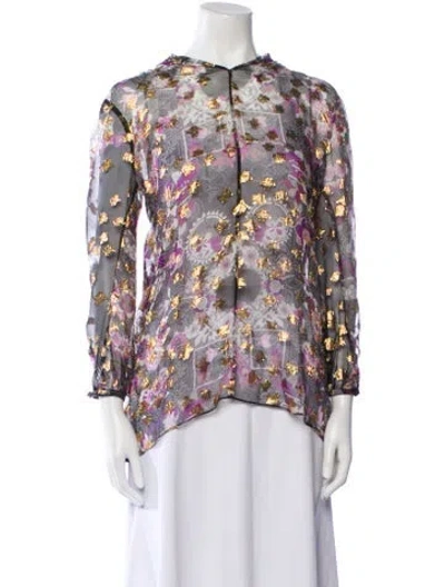 Pre-owned Alexander Mcqueen Silk Floral Print Blouse In Multi