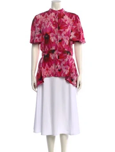 Pre-owned Alexander Mcqueen Silk Floral Print Blouse In Pink
