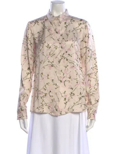 Pre-owned Alexander Mcqueen Silk Floral Print Blouse In Pink