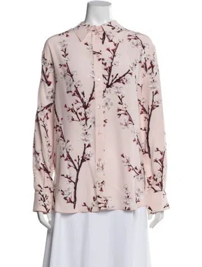 Pre-owned Alexander Mcqueen Silk Floral Print Blouse In Pink