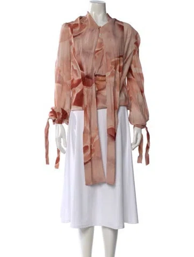 Pre-owned Alexander Mcqueen Silk Floral Print Blouse In Pink