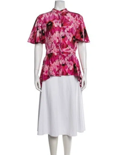 Pre-owned Alexander Mcqueen Silk Floral Print Blouse In Pink