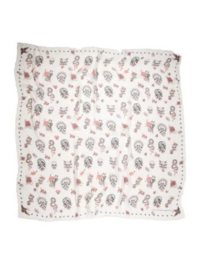 Pre-owned Alexander Mcqueen Silk Floral Print Scarf In Neutral