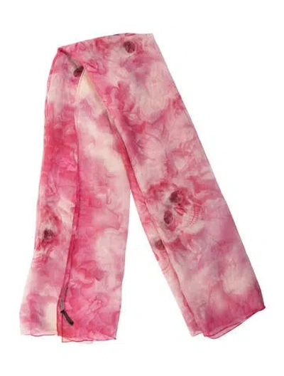 Pre-owned Alexander Mcqueen Silk Floral Print Scarf In Pink