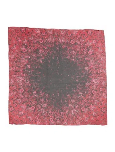 Pre-owned Alexander Mcqueen Silk Floral Print Scarf In Red