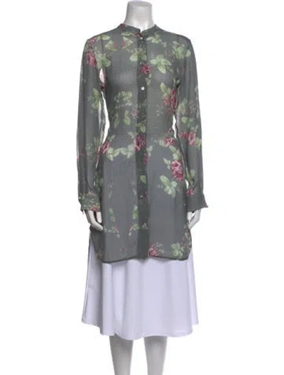 Pre-owned Alexander Mcqueen Silk Floral Print Tunic In Black