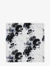 Alexander Mcqueen Silk Foulard With Chiaroscuro Floral Motif In White