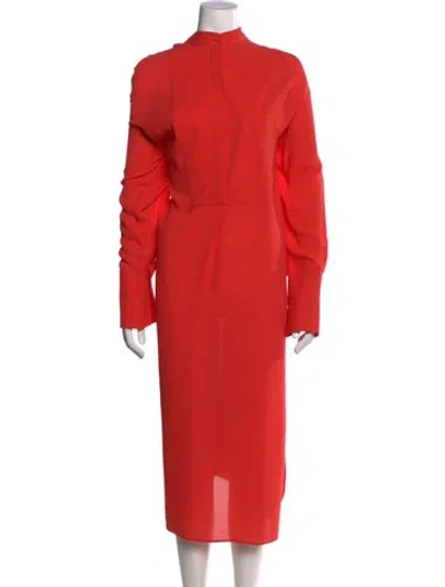 Pre-owned Alexander Mcqueen Silk Knee-length Dress In Orange