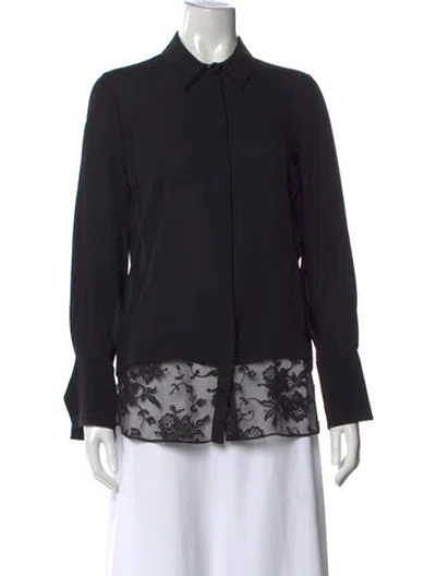 Pre-owned Alexander Mcqueen Silk Lace Pattern Blouse In Black