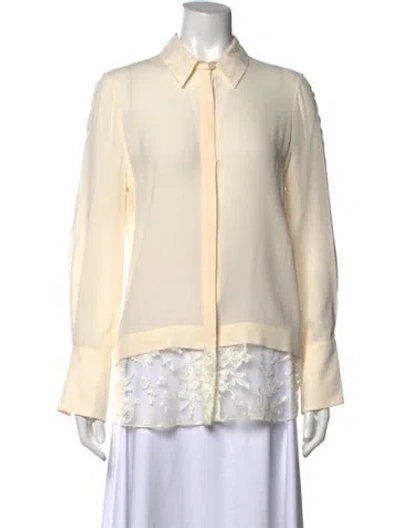 Pre-owned Alexander Mcqueen Silk Lace Pattern Blouse In Neutrals