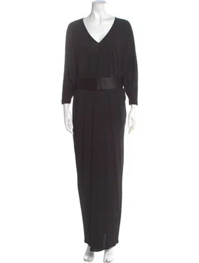 Pre-owned Alexander Mcqueen Silk Long Dress In Gray