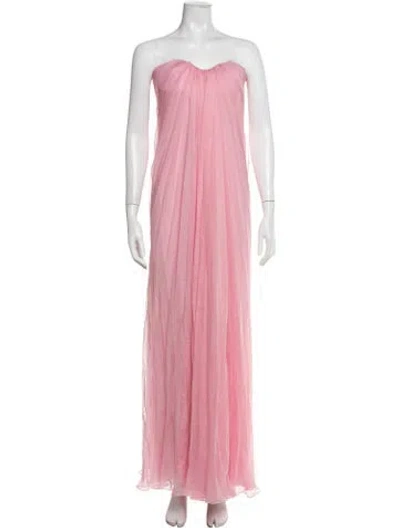 Pre-owned Alexander Mcqueen Silk Long Dress In Pink