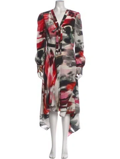 Pre-owned Alexander Mcqueen Silk Long Dress In Red