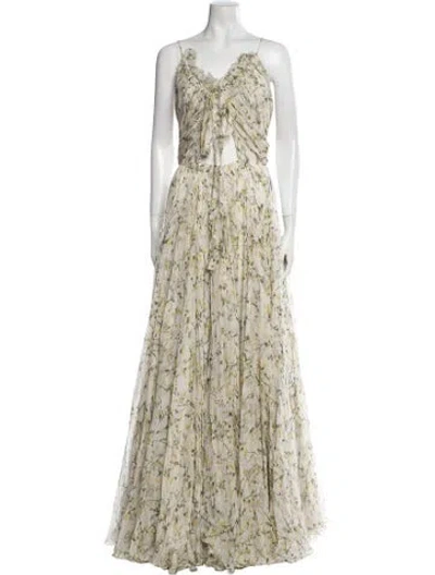Pre-owned Alexander Mcqueen Silk Long Dress W/ Tags In Neutral