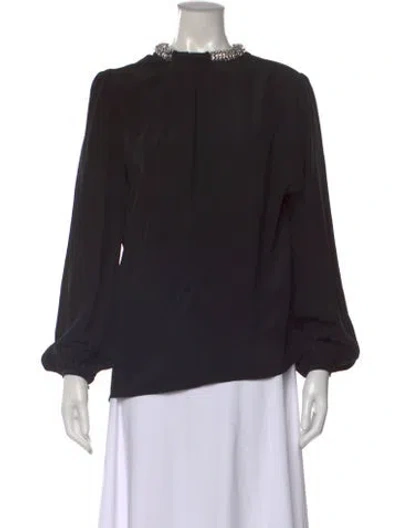 Pre-owned Alexander Mcqueen Silk Long Sleeve Blouse In Black