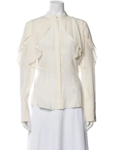 Pre-owned Alexander Mcqueen Silk Long Sleeve Blouse In Neutral