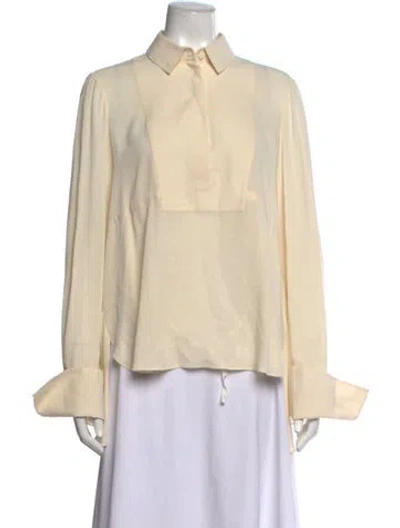 Pre-owned Alexander Mcqueen Silk Long Sleeve Blouse In Neutrals