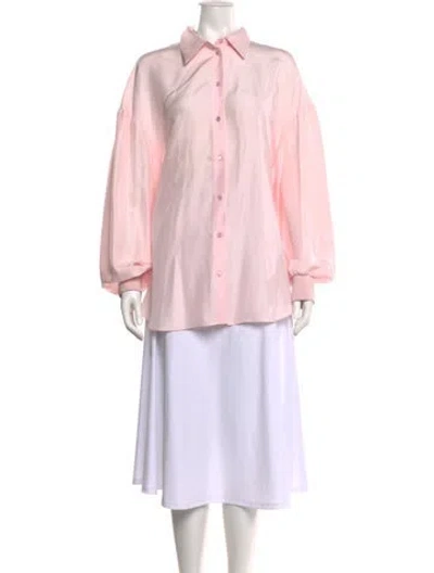 Pre-owned Alexander Mcqueen Silk Long Sleeve Button-up Top In Pink